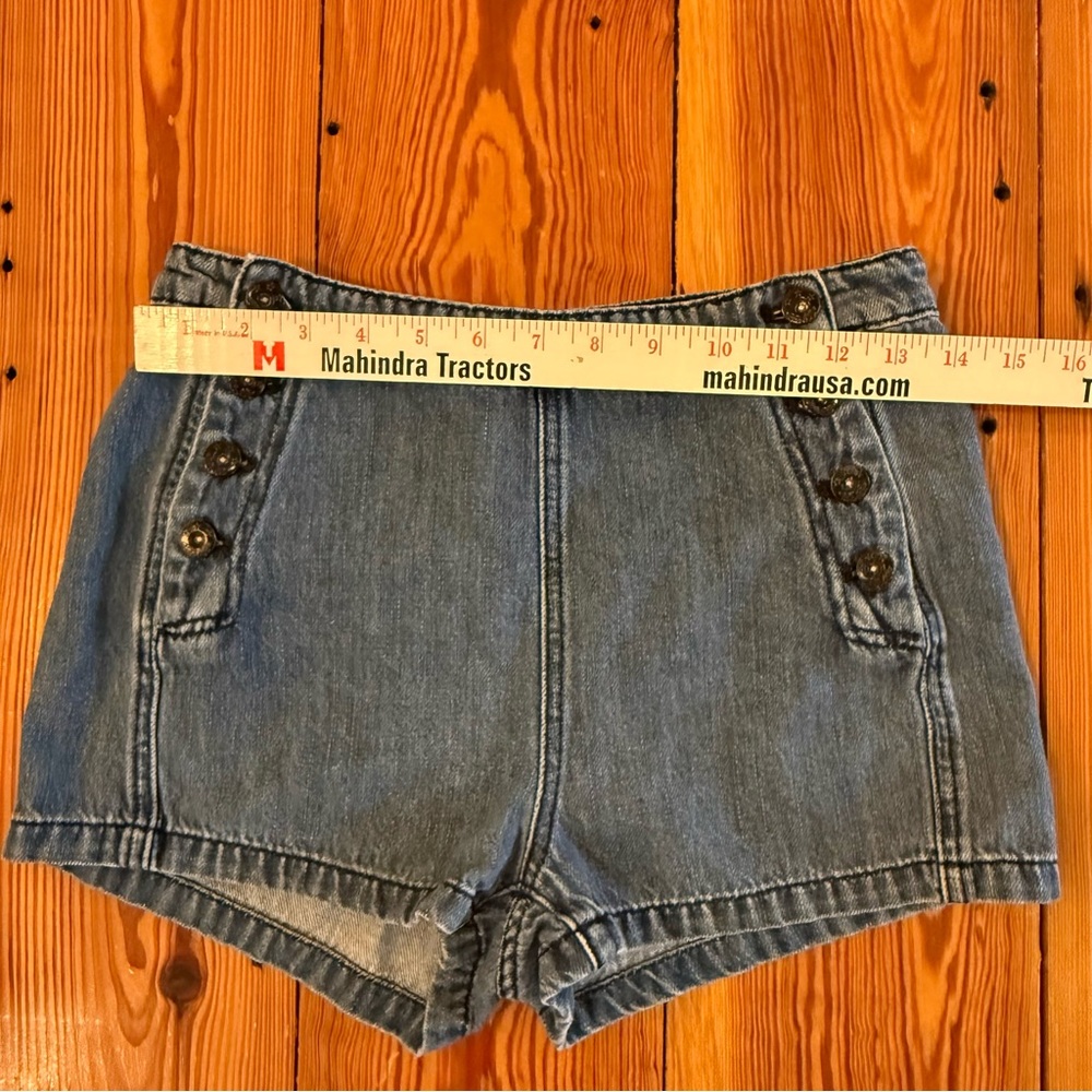 Free People High Rise "Lumineer Sailor Shorts" Denim Size 26 Festival Micro Mini - Picture 9 of 11